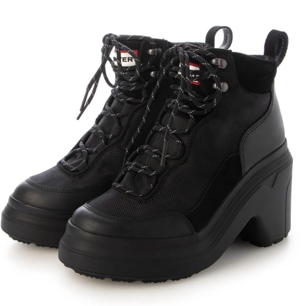 Hunter Black Lace Up Women's Boots
